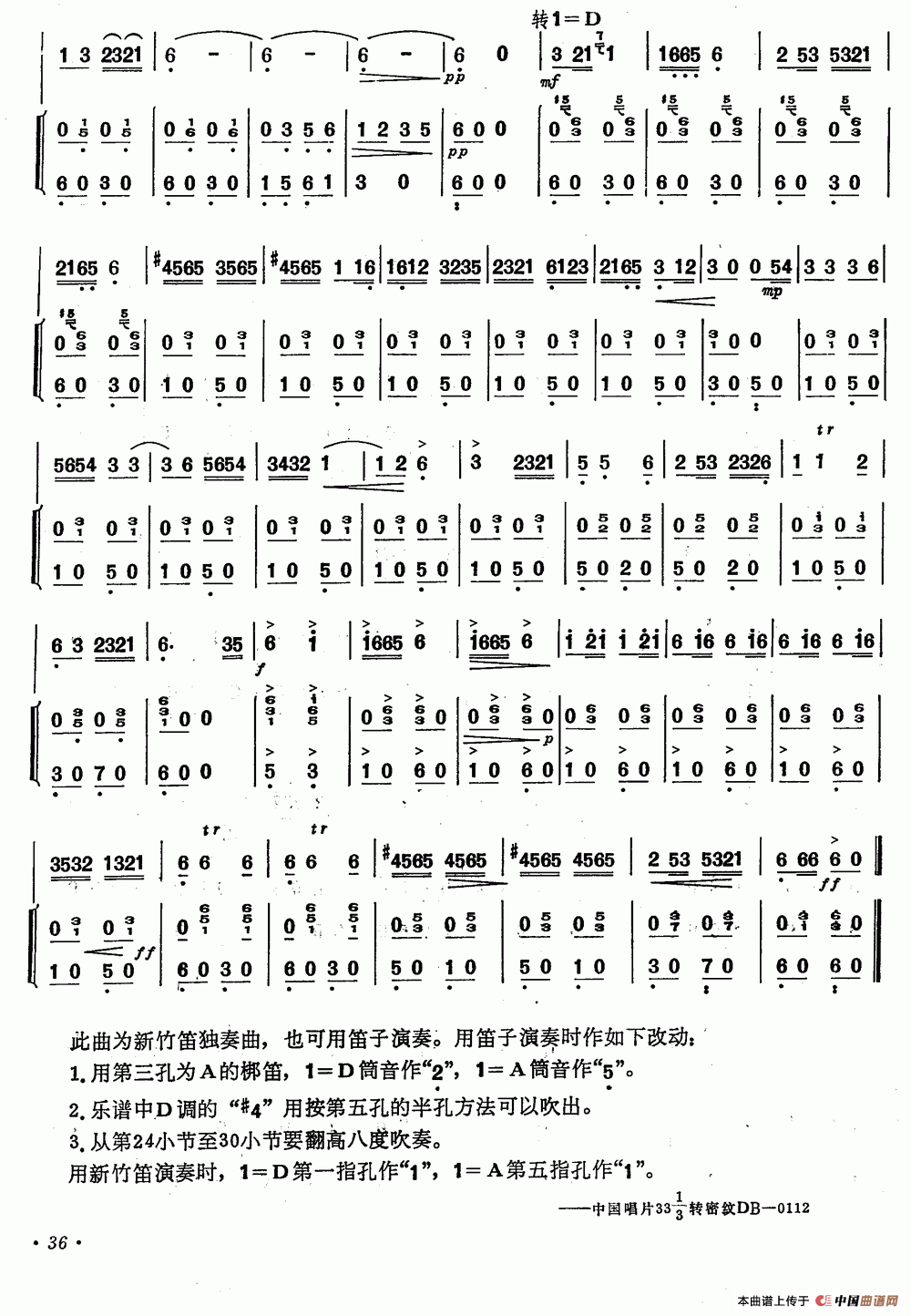 挑担歌（笛子+伴奏）