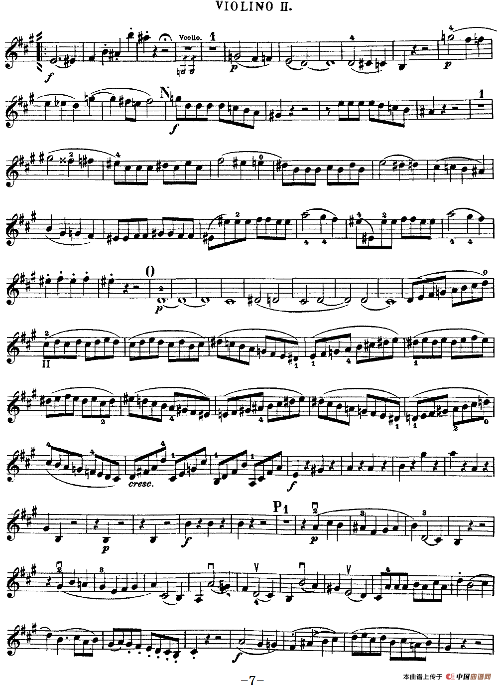 Mozart《Quartet No.18 in A Major,K.464》（Violin 2分谱）