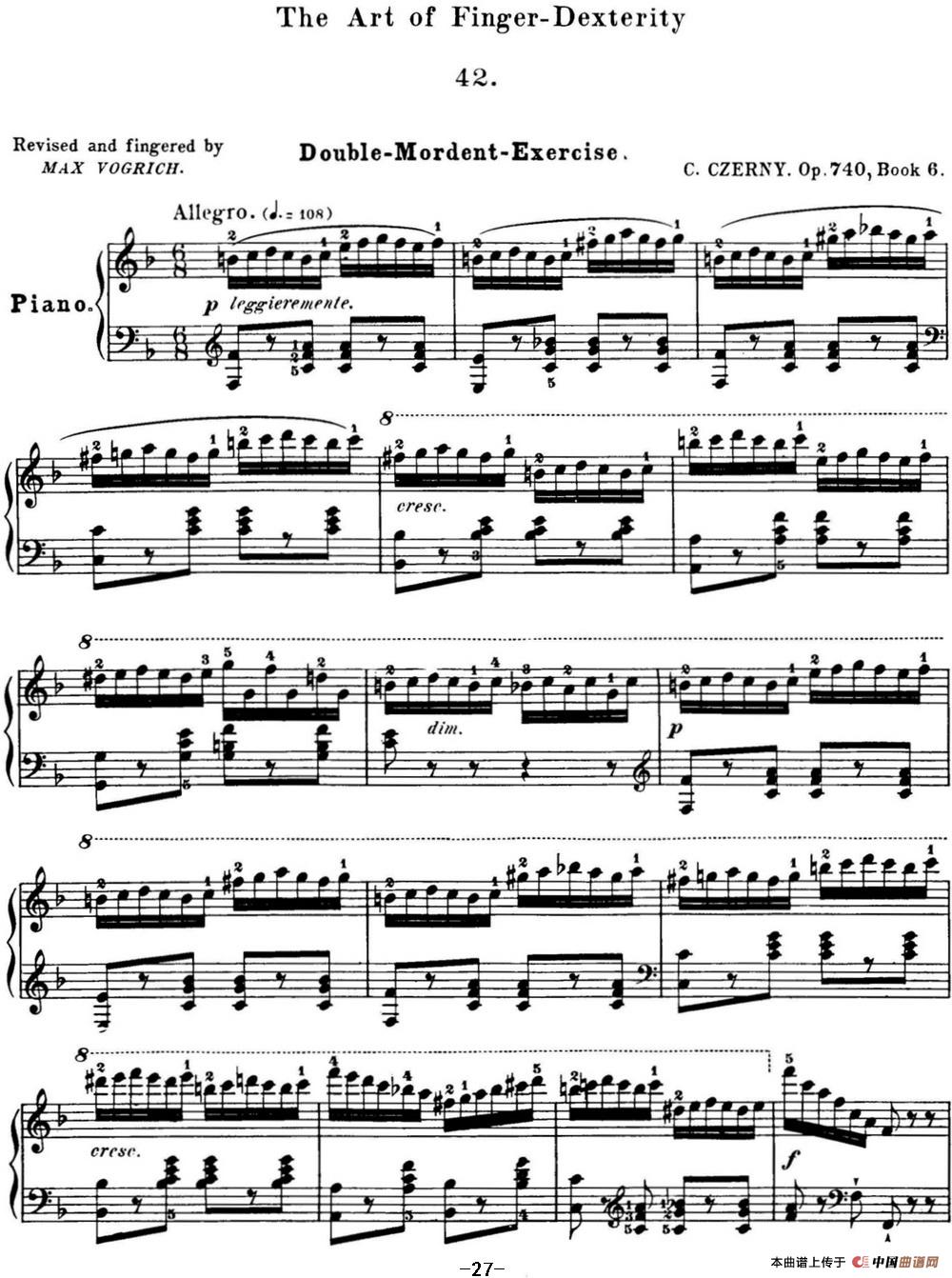 50首车尔尼Op.740钢琴手指灵巧技术练习曲（NO.42）
