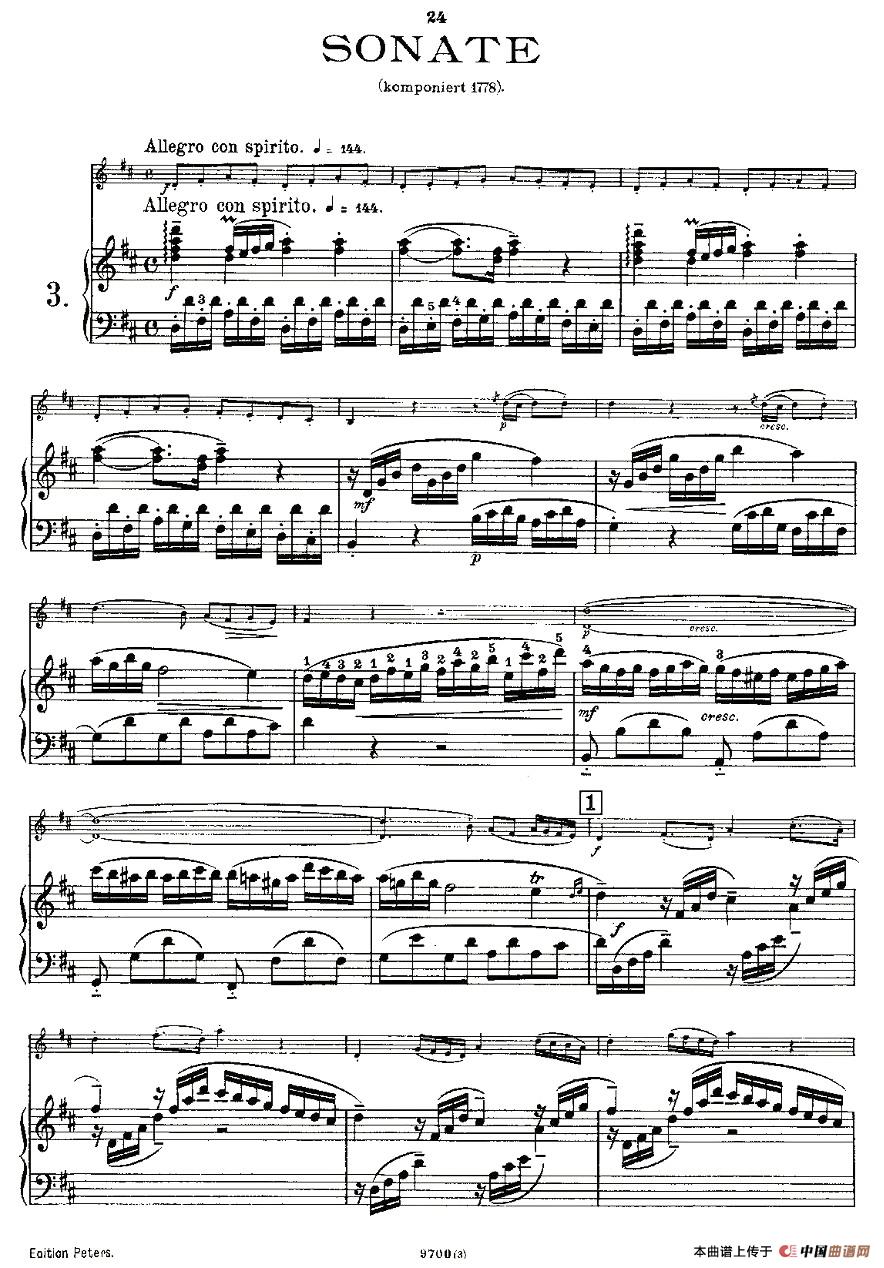 Mozart - Violin Sonata No.3, KV. 306（第三小提琴奏鸣曲