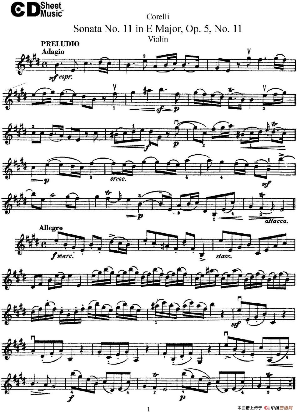 Sonata No.11 in E Major Op.5 No.11