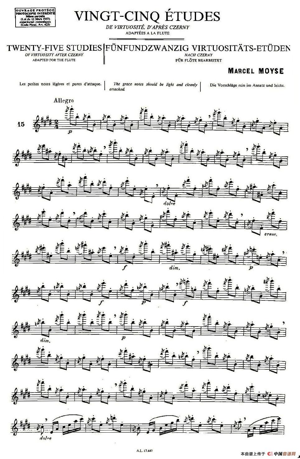 Moyse - 25 Studies after Czerny flute 之15（25首改编自车