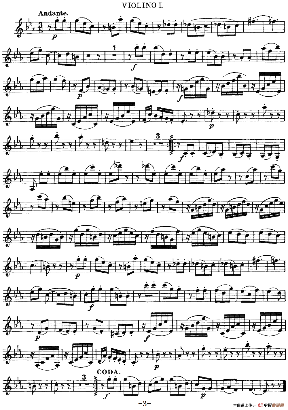 Mozart《Quartet No.4 in C Major,K.157》（Violin 1分谱）