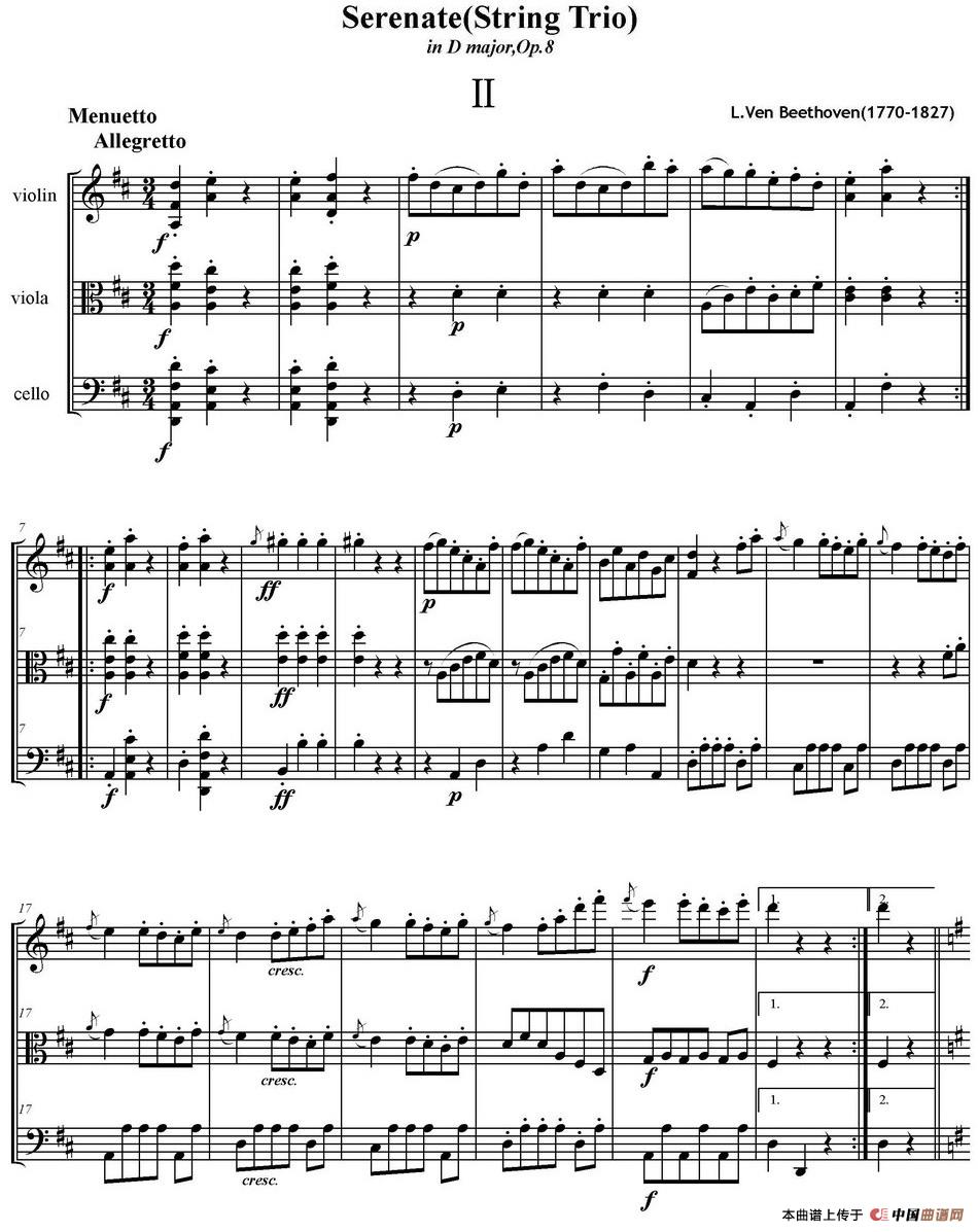 Serenate（String Trio）（D大调弦乐三重奏Op.8,II）