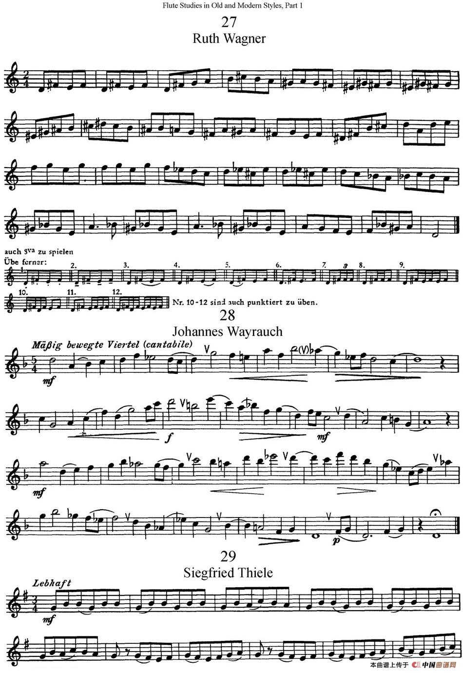 斯勒新老风格长笛练习重奏曲（第一部分）（N