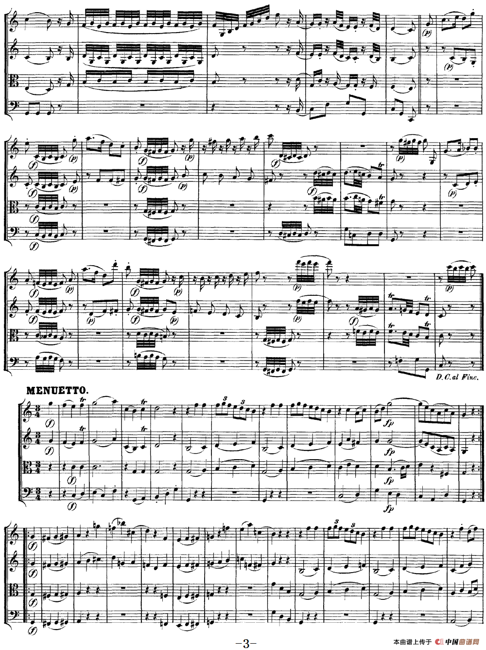 Mozart《Quartet No.10 in C Major,K.170》（总谱）