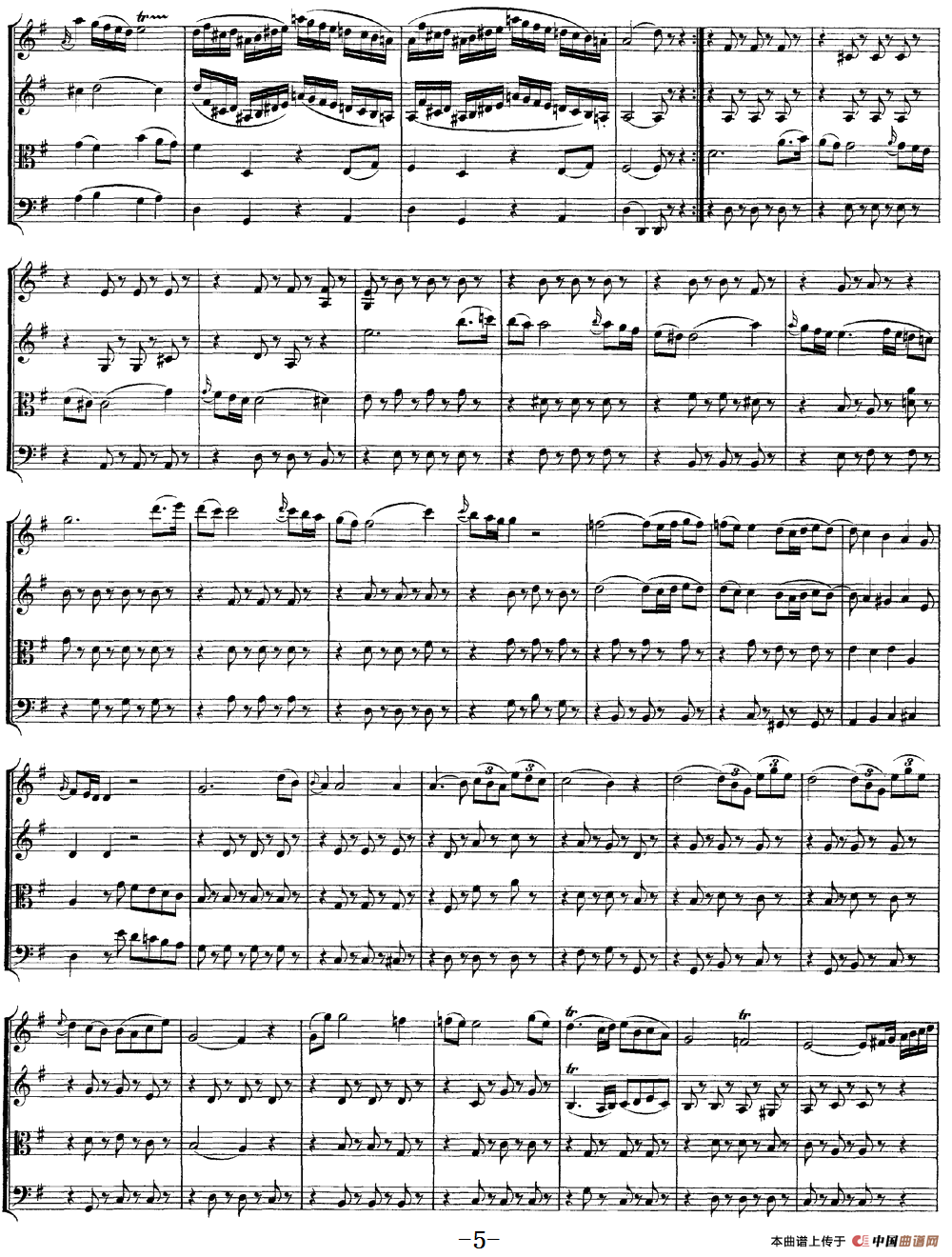 Mozart《Quartet No.10 in C Major,K.170》（总谱）