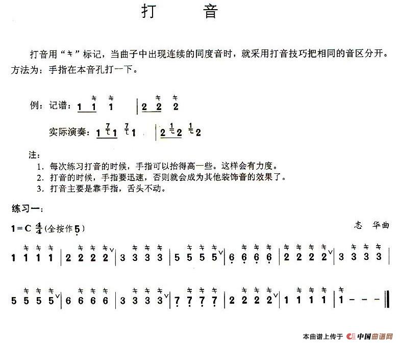 葫芦丝技巧练习之一：打音练习