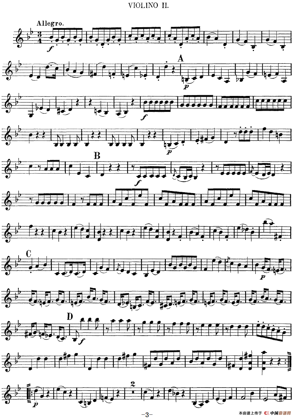 Mozart《Quartet No.6 in Bb Major,K.159》（Violin 2分谱）
