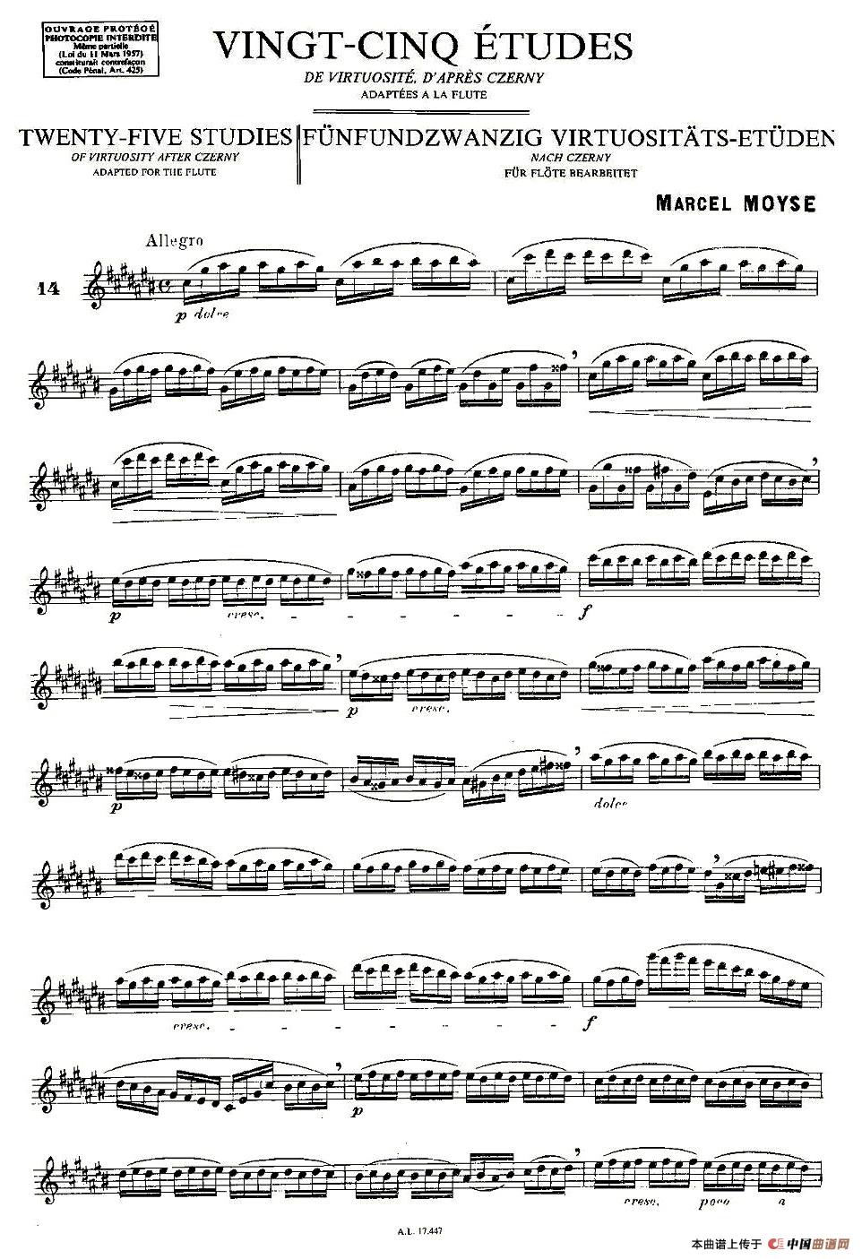 Moyse - 25 Studies after Czerny flute 之14（25首改编自车
