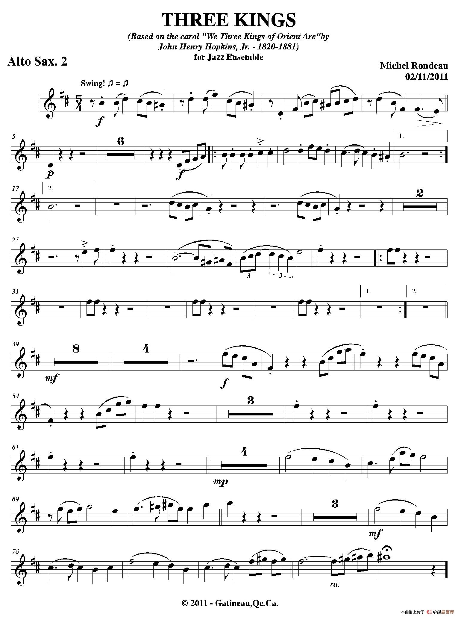 THREE KINGS（第二中音萨克斯分谱）萨克斯谱