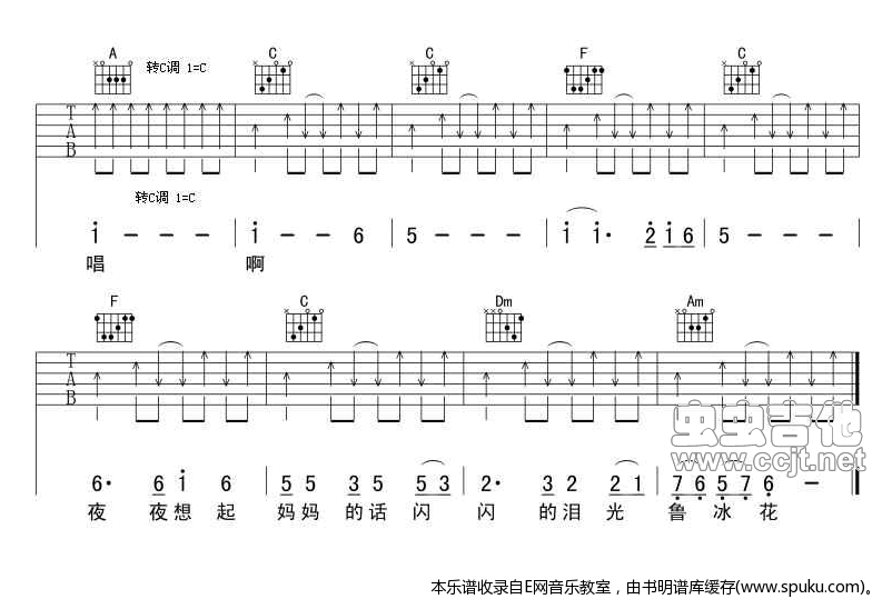 鲁冰花-甄妮(吉他谱_六线谱)吉他谱