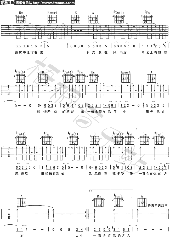 阳光总在风雨后 Ver1吉他谱