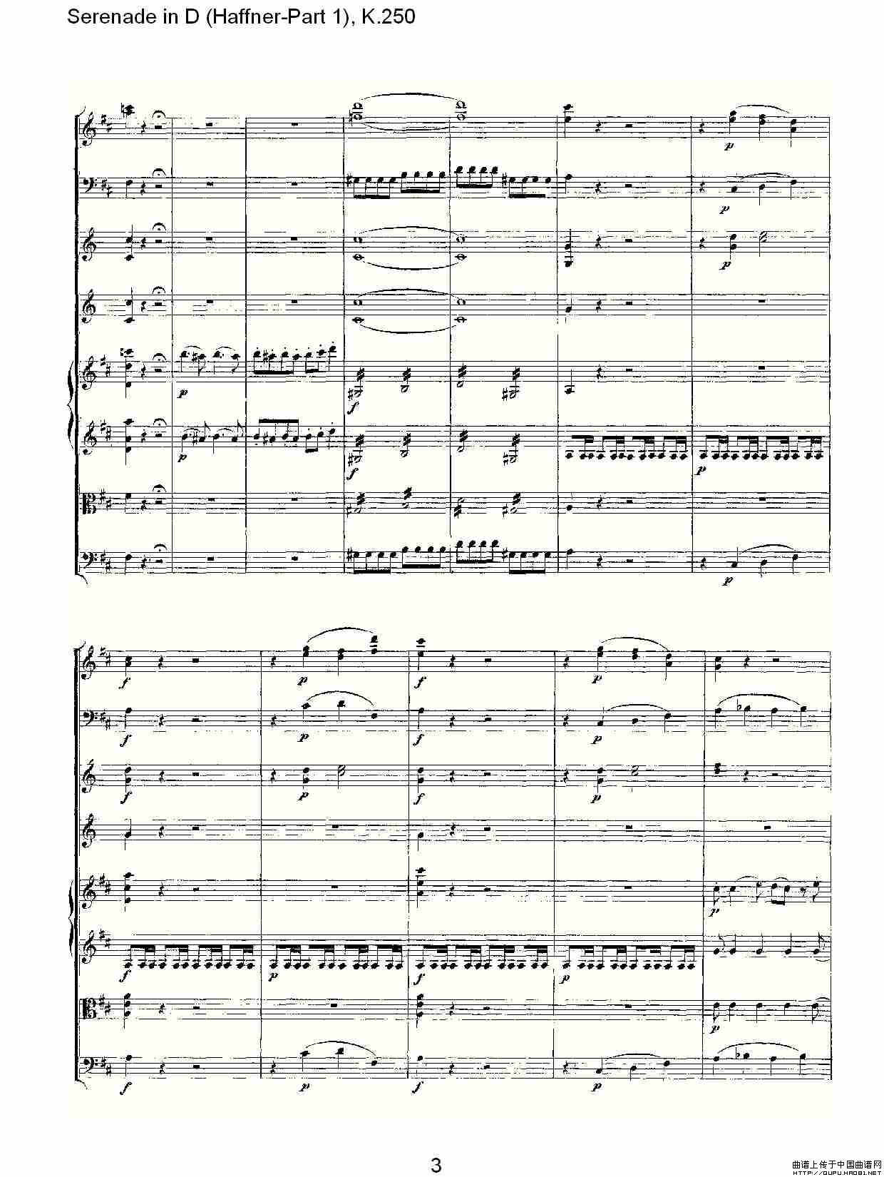 Serenade in D（Haffner-Part 1), K.250    D调小夜）_3