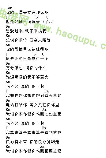 《伤不起》吉他谱