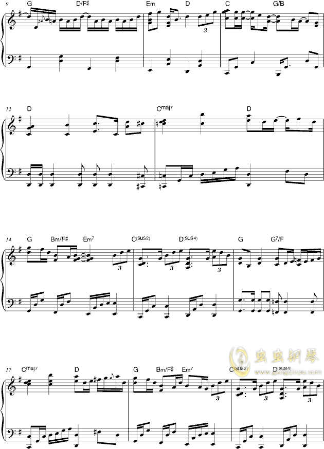 曲婉婷 - 我的歌声里钢琴谱