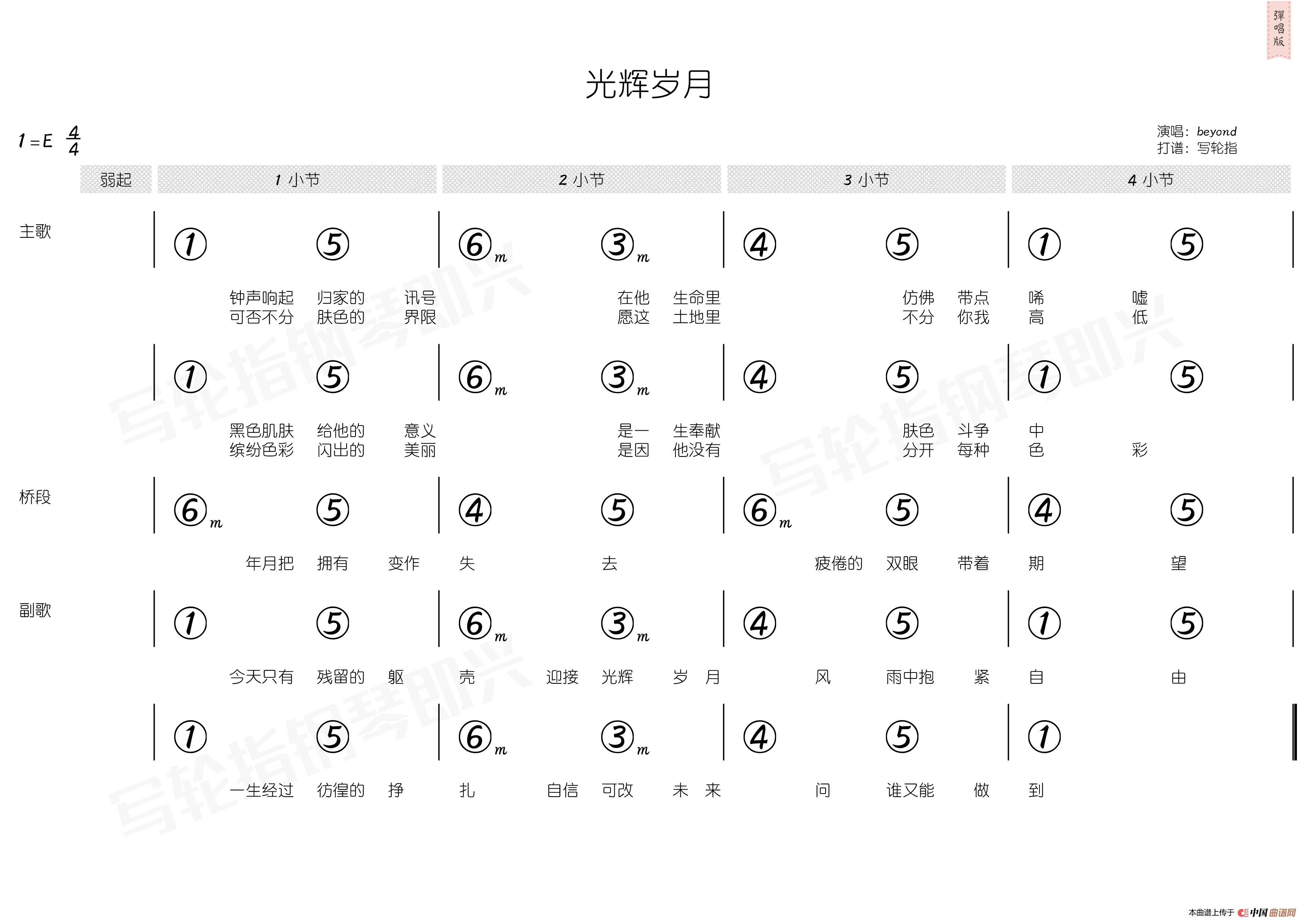 光辉岁月（简和谱）