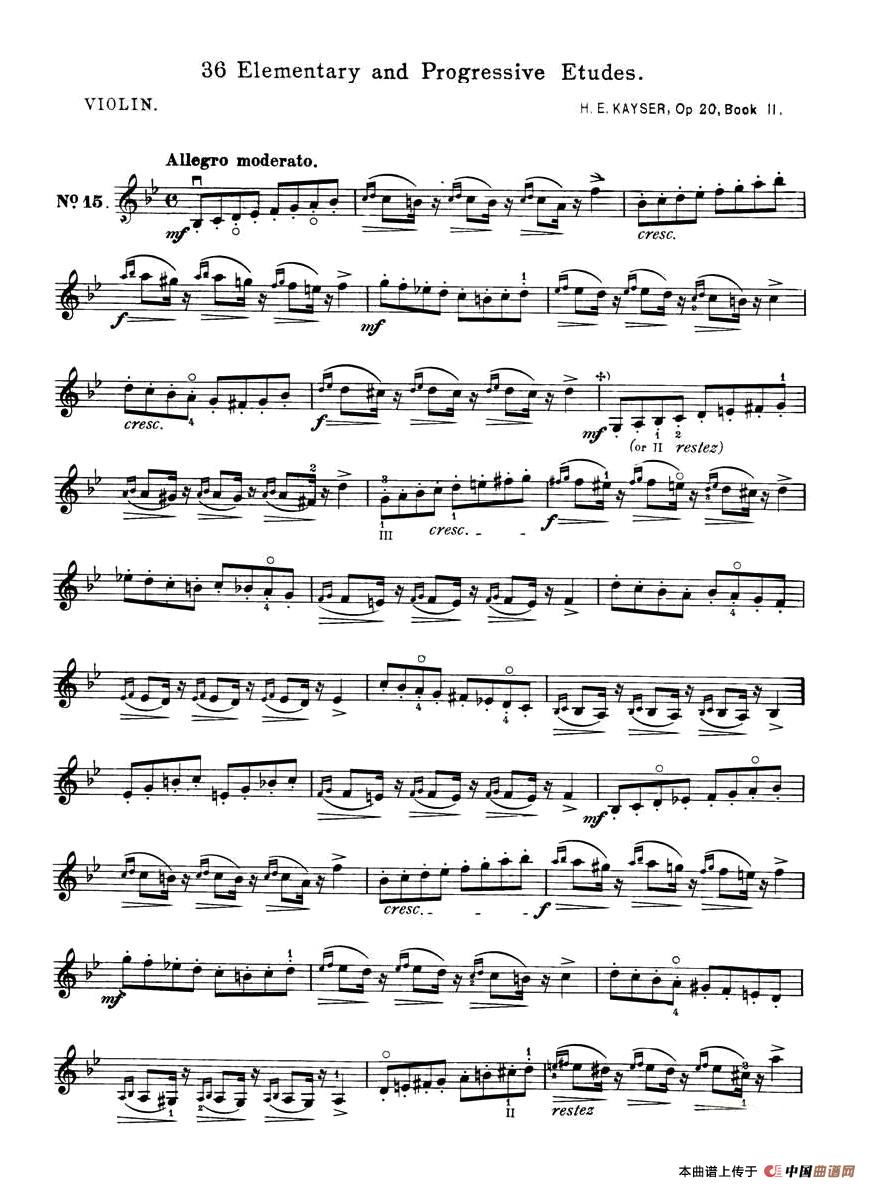 开塞（KAYSER 36首小提琴练习曲之15）