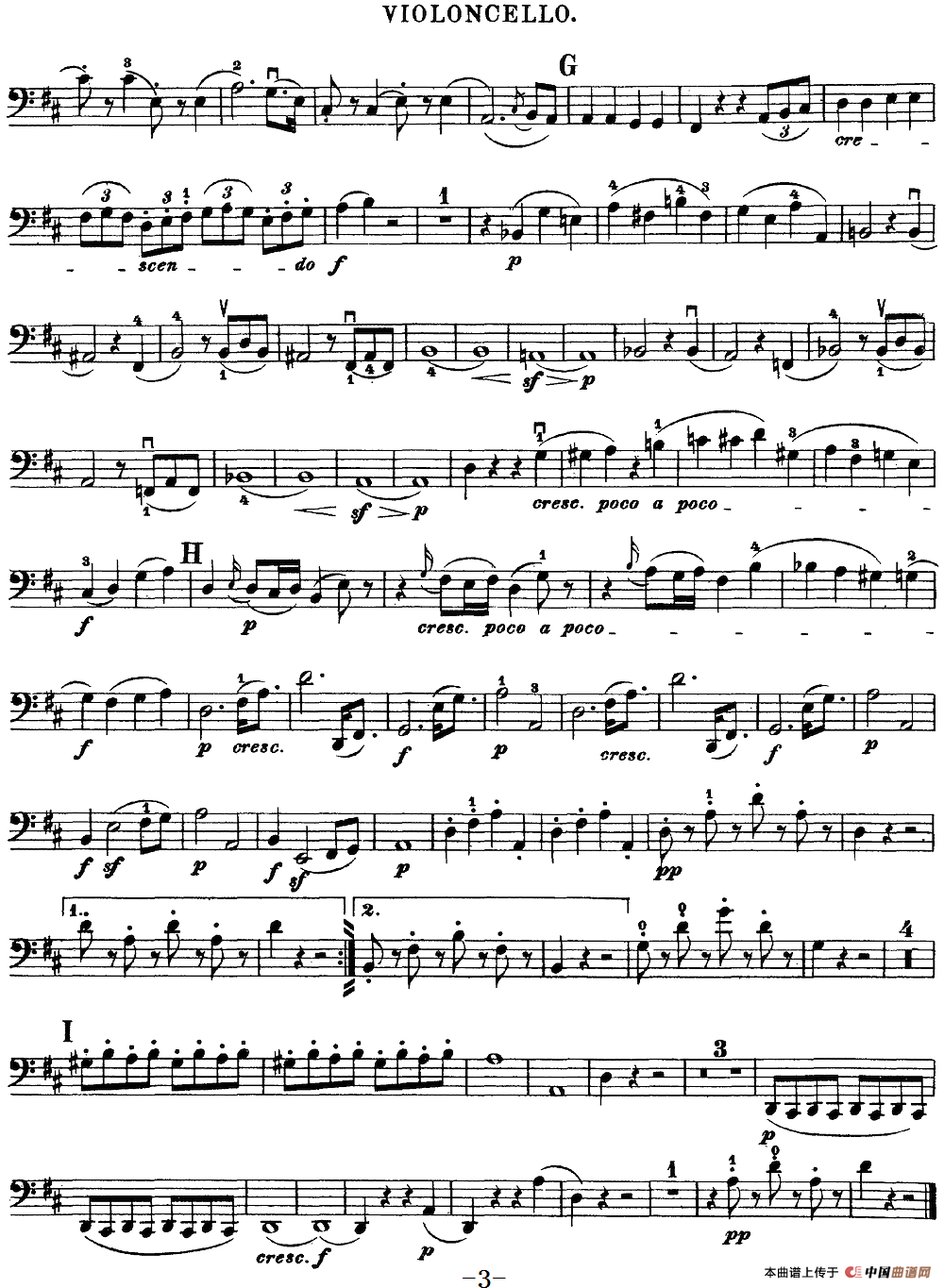 Mozart《Quartet No.20 in D Major,K.499》（Cello分谱）