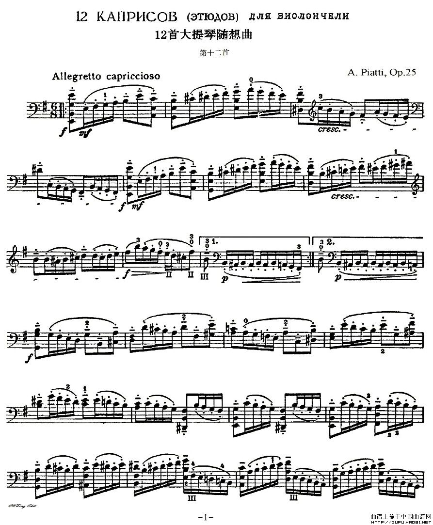 A. Piatti 12 Caprice Op.25（皮阿蒂 12首大提琴随想曲