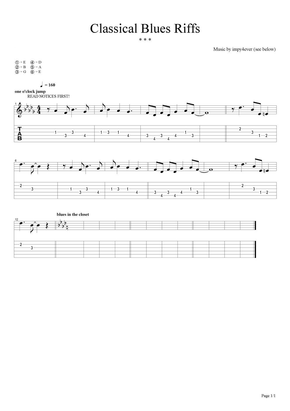 Classical Blues Riffs吉他谱