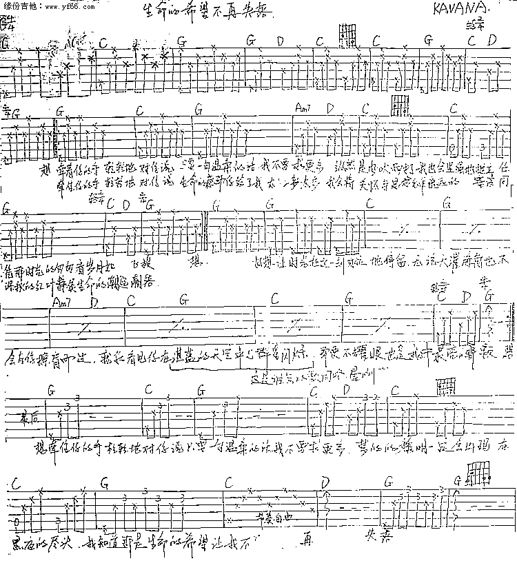 生命的希望不再失落吉他谱