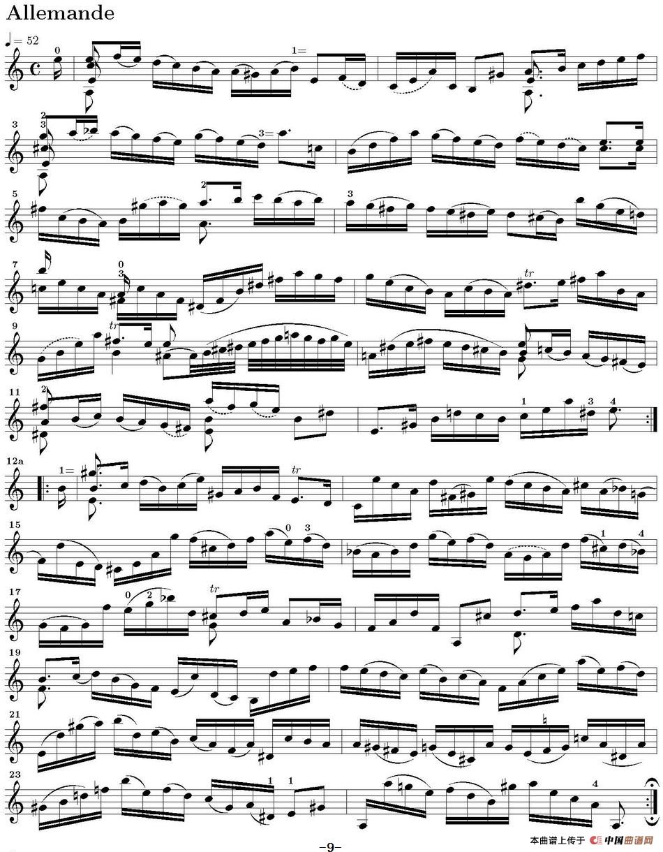 Six Suite Violincello Solo senza Basso（Suite II）（6首无伴