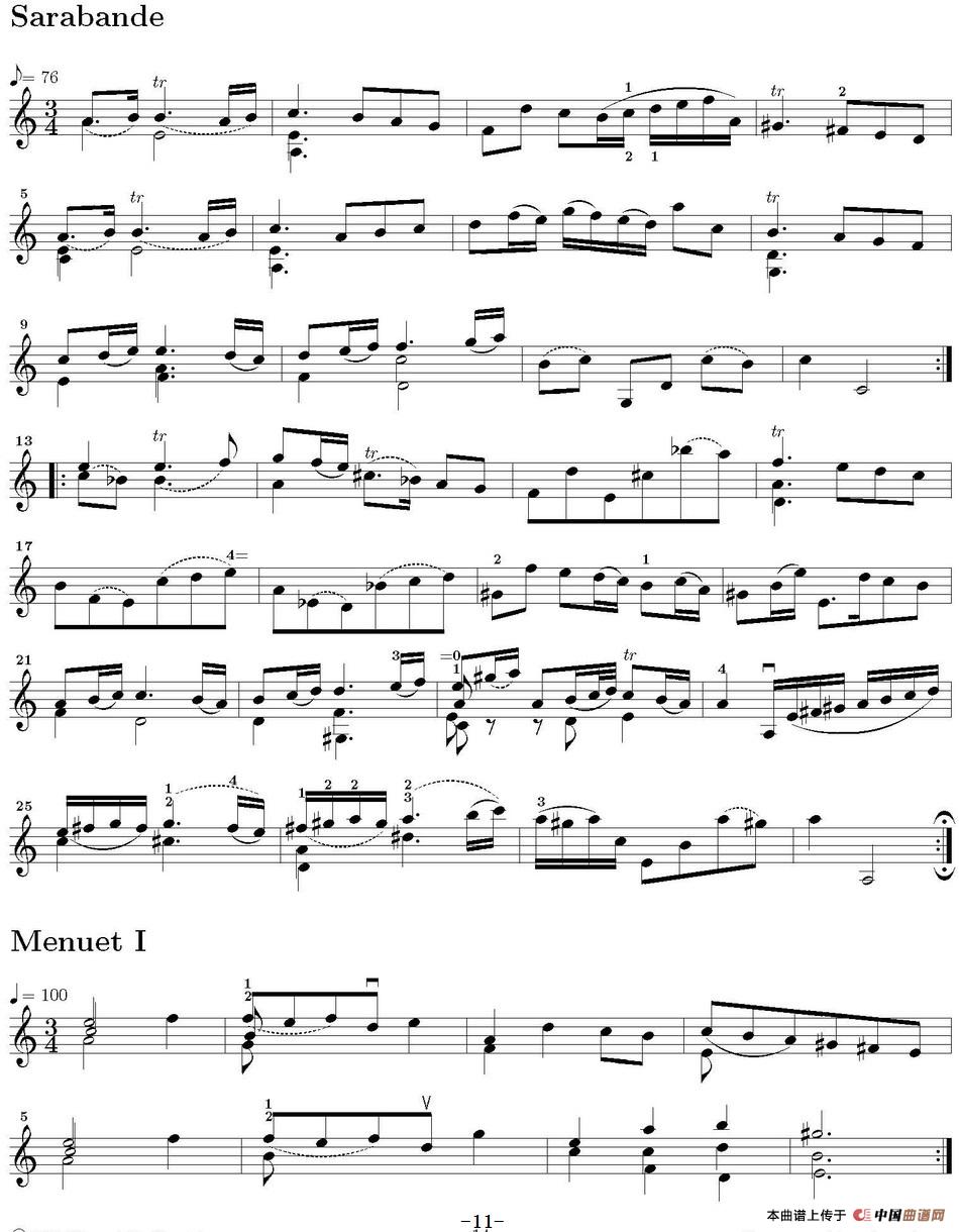 Six Suite Violincello Solo senza Basso（Suite II）（6首无伴