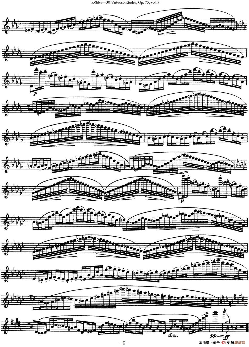 柯勒30首高级长笛练习曲作品75号（NO.22）长笛谱