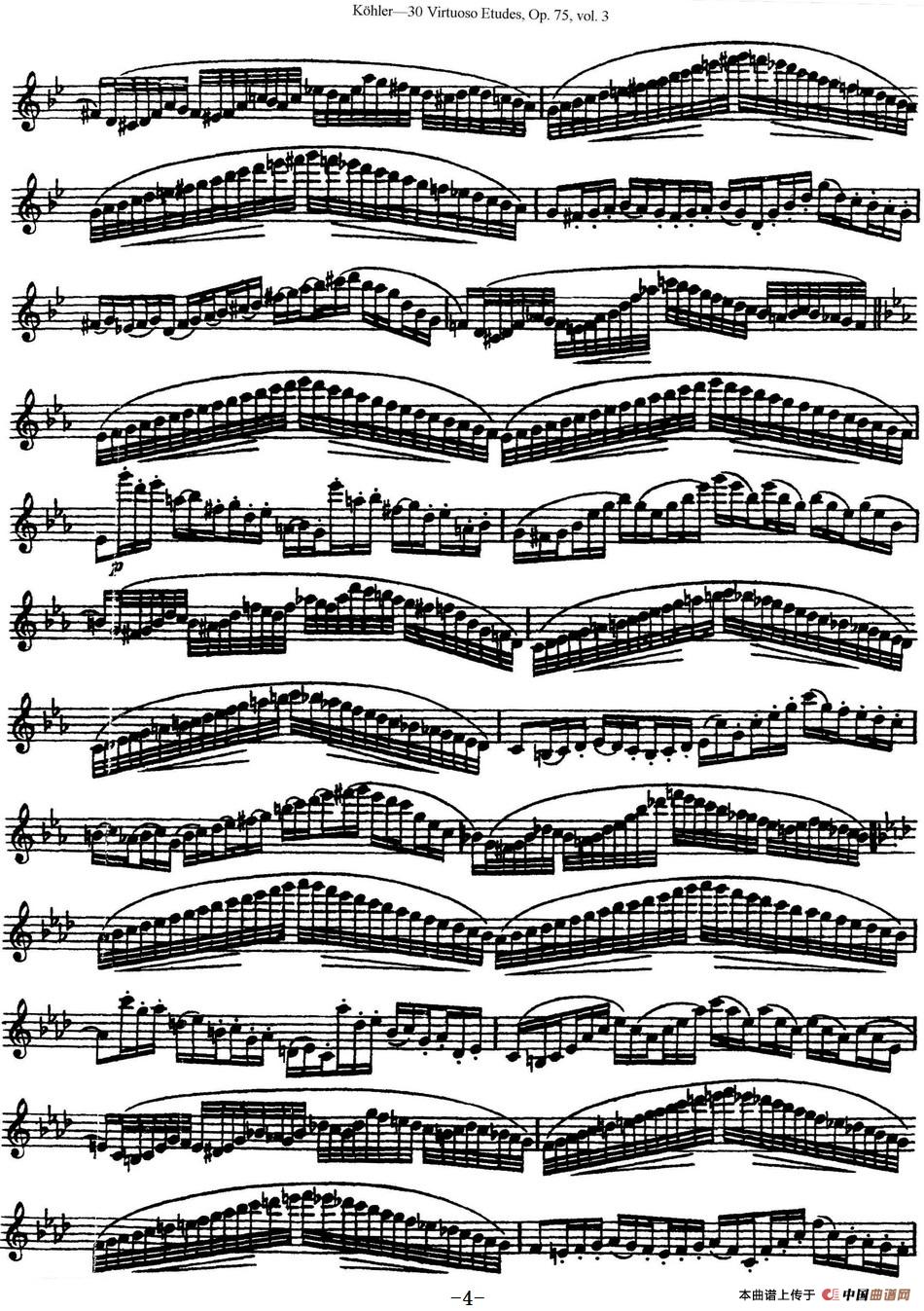 柯勒30首高级长笛练习曲作品75号（NO.22）长笛谱