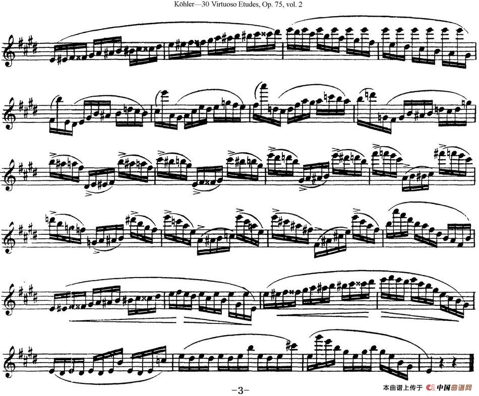 柯勒30首高级长笛练习曲作品75号（NO.13）长笛谱