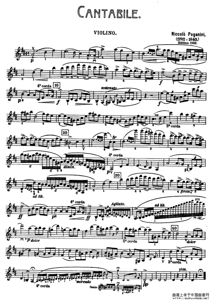 CANTABILE小提琴谱