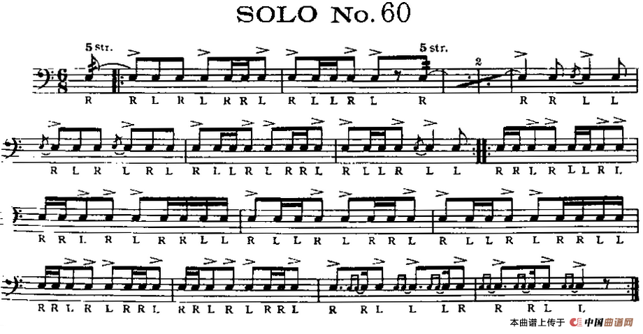 美国军鼓 SOLO No.56-60（爵士鼓谱）