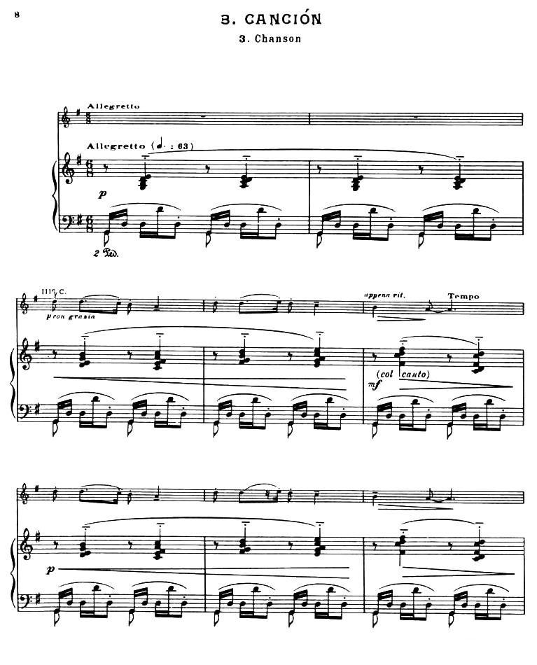 Suite of Spanish Folksongs:3、CANCION（小提琴+钢琴伴奏）