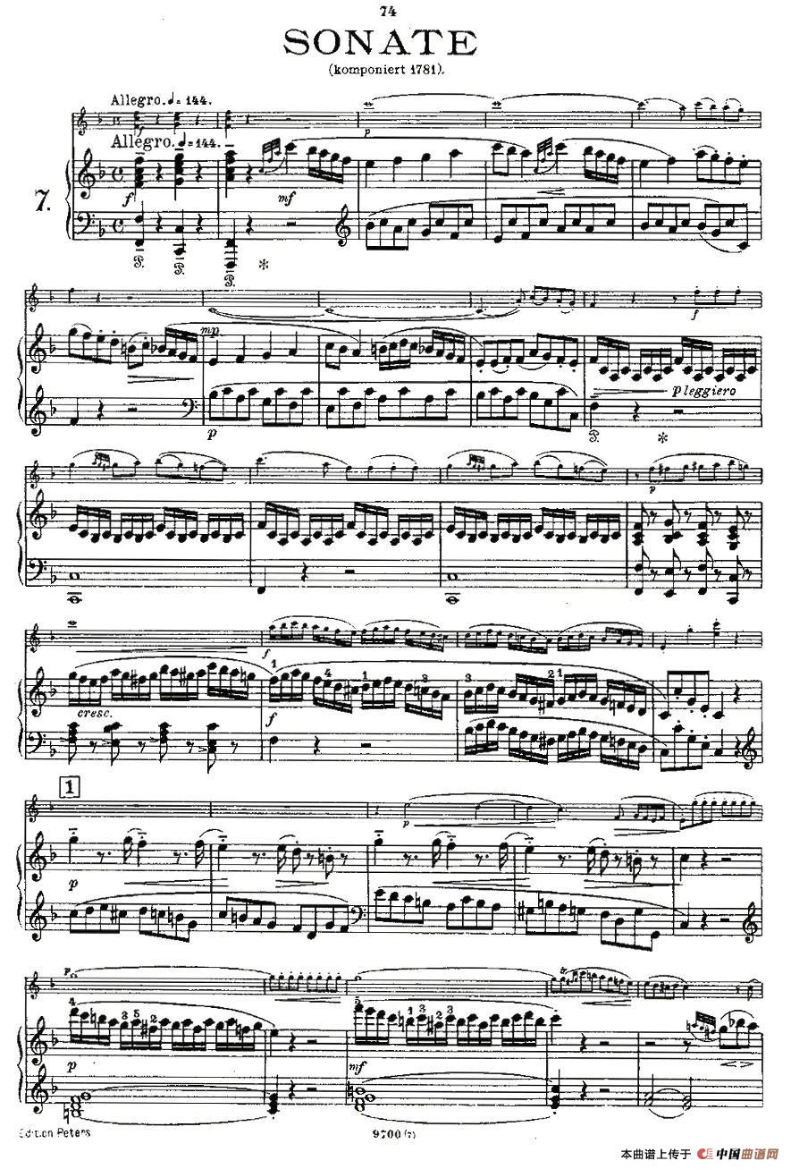 Mozart - Violin Sonata No.7, KV. 376（第七小提琴奏鸣曲