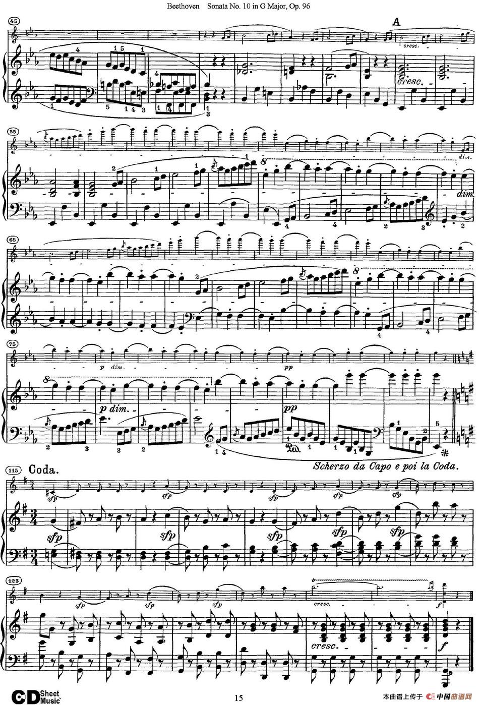 Violin Sonata No.10 in G Major Op.96（小提琴+钢琴伴奏）