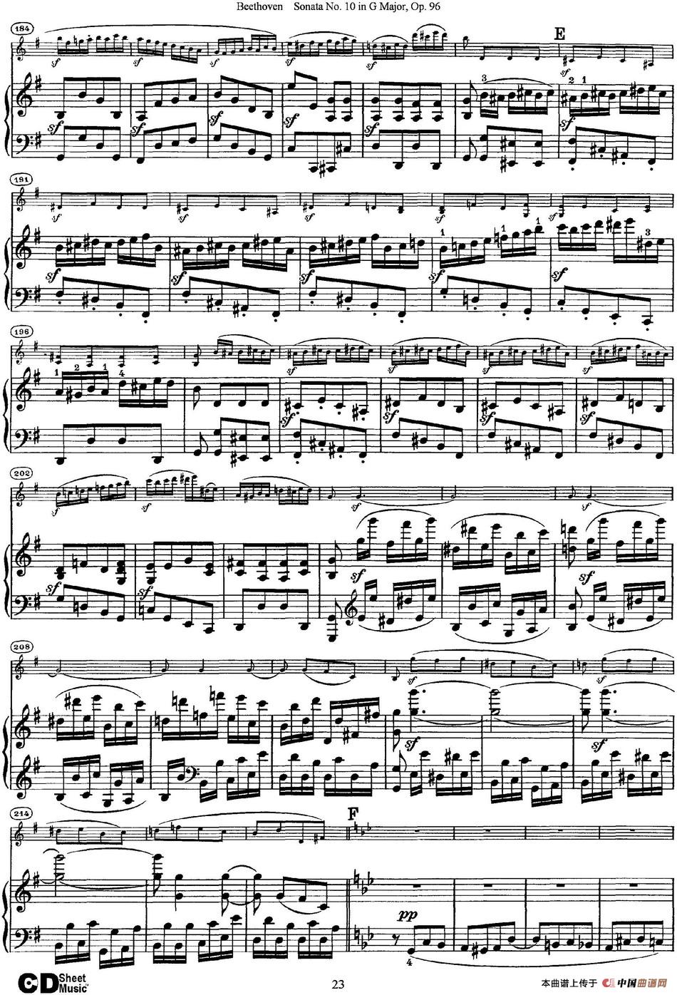 Violin Sonata No.10 in G Major Op.96（小提琴+钢琴伴奏）