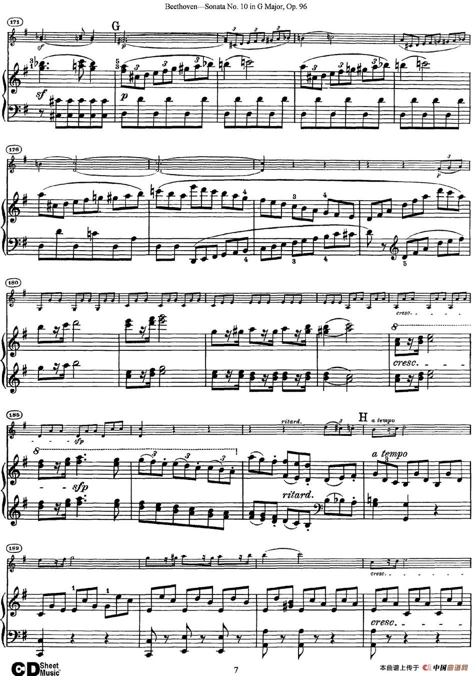 Violin Sonata No.10 in G Major Op.96（小提琴+钢琴伴奏）