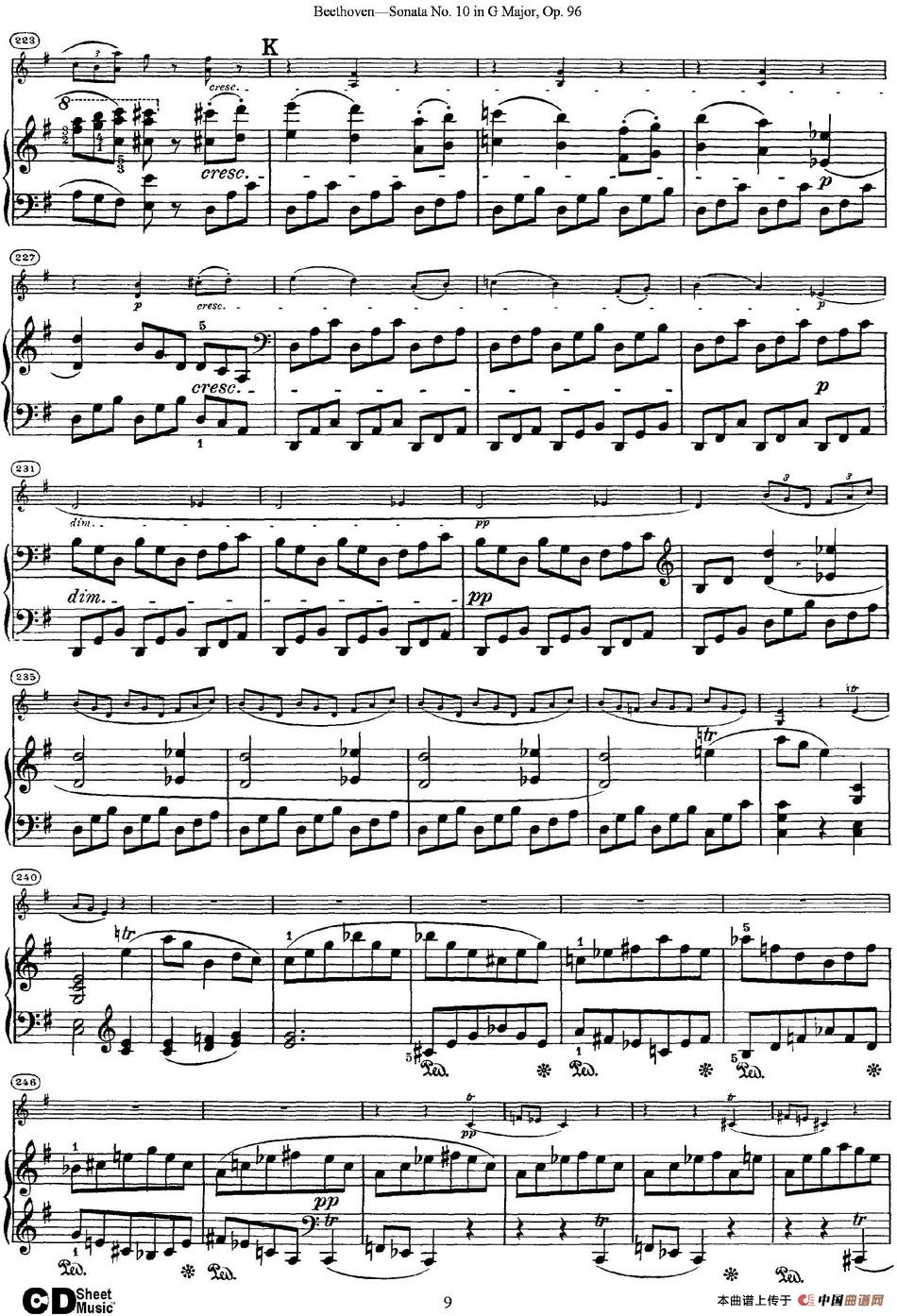 Violin Sonata No.10 in G Major Op.96（小提琴+钢琴伴奏）