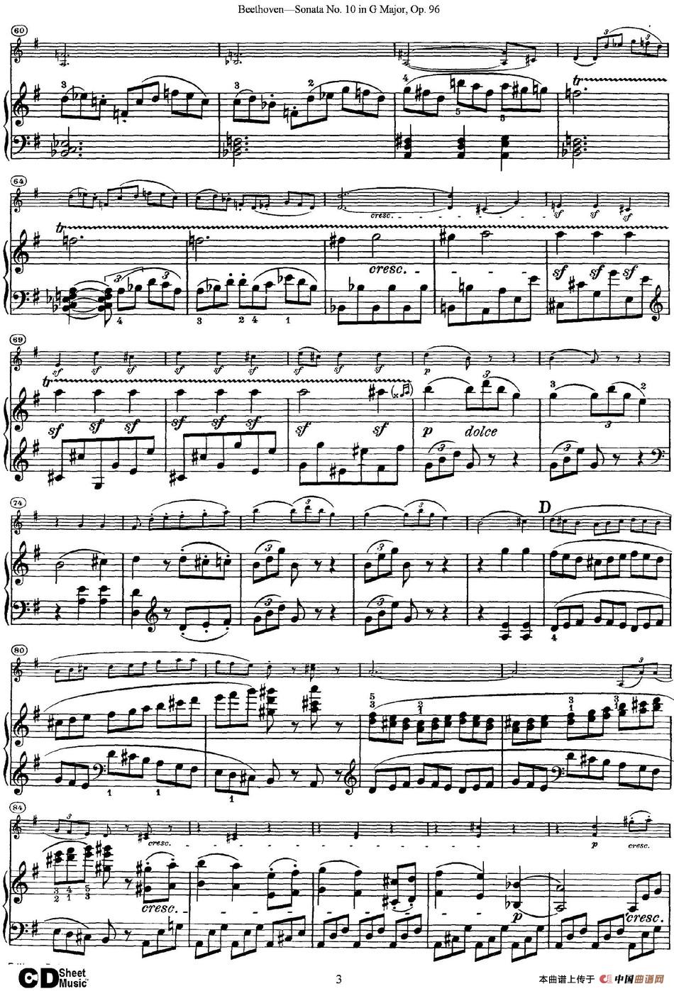 Violin Sonata No.10 in G Major Op.96（小提琴+钢琴伴奏）