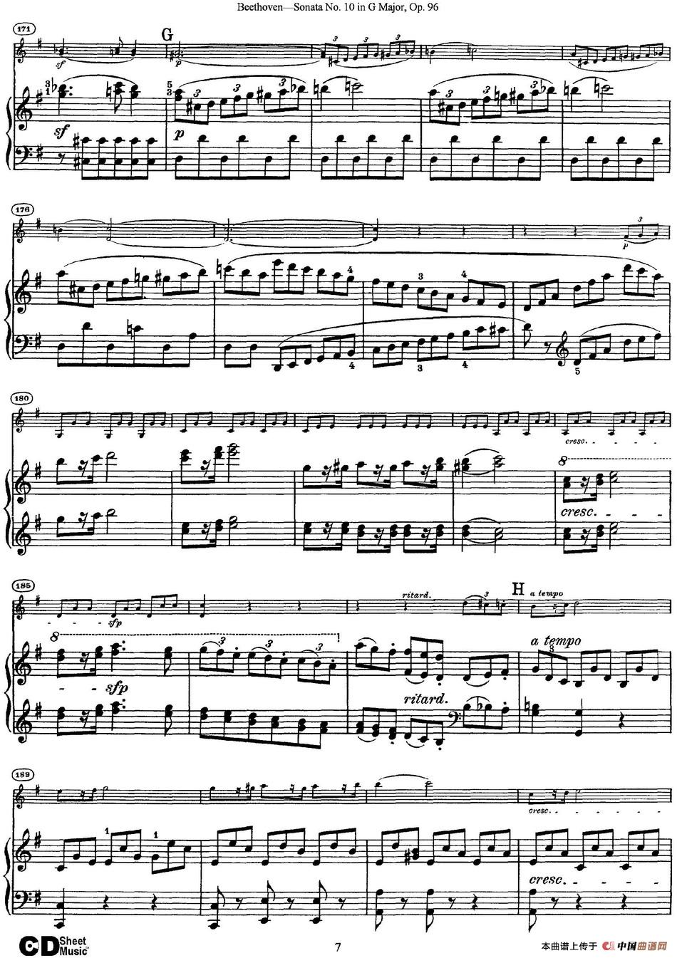 Violin Sonata No.10 in G Major Op.96（小提琴+钢琴伴奏）