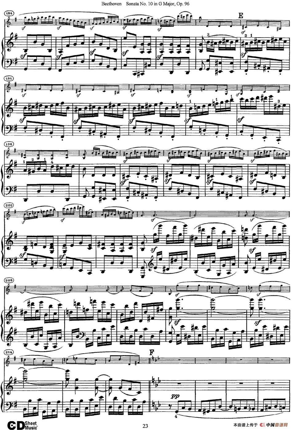 Violin Sonata No.10 in G Major Op.96（小提琴+钢琴伴奏）