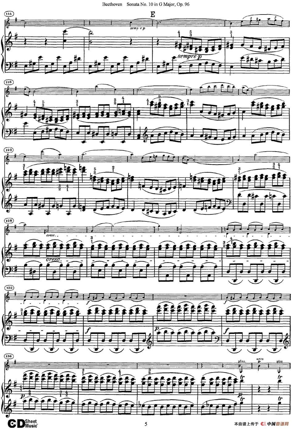 Violin Sonata No.10 in G Major Op.96（小提琴+钢琴伴奏）