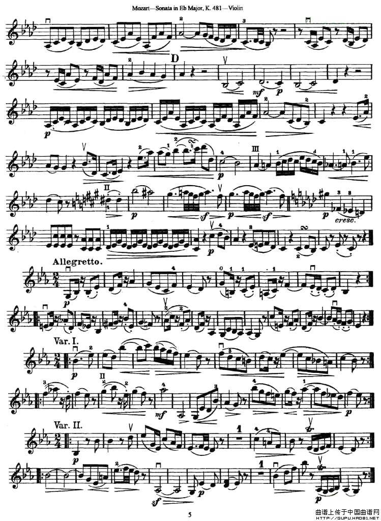 Sonata in Eb Major K.481