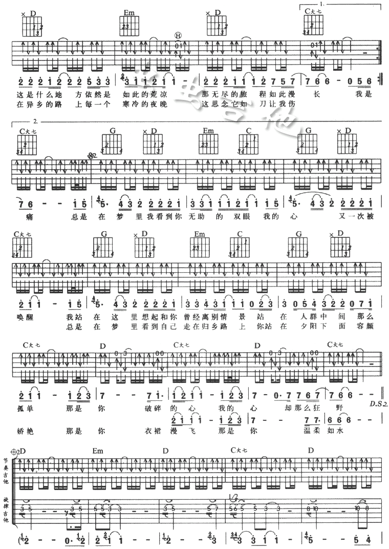 故乡 许巍 吉他谱吉他谱