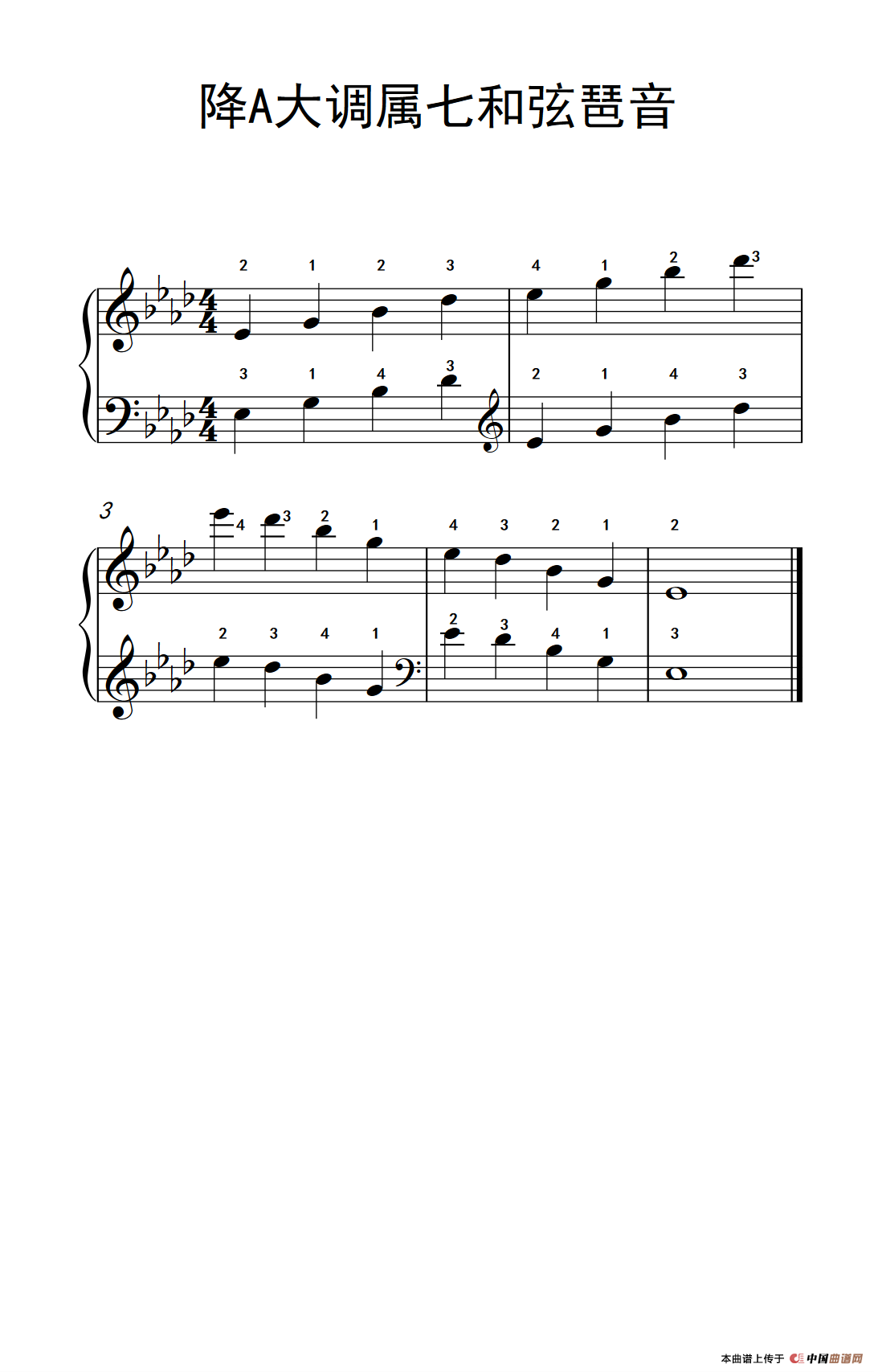 降A大调属七和弦琶音（孩子们的钢琴音阶、和弦