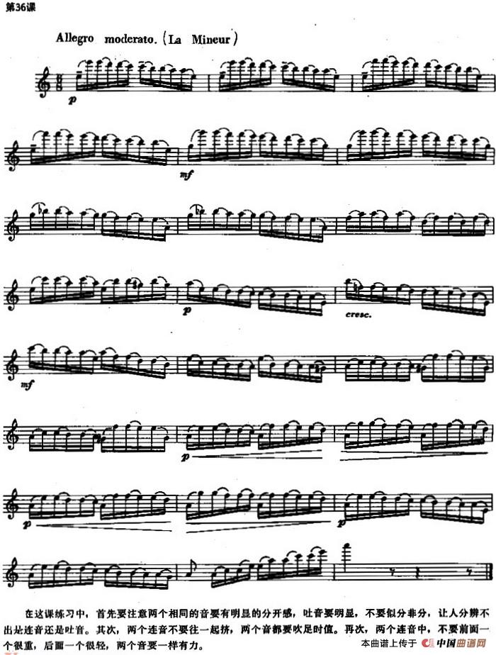 长笛练习曲100课之第36课 （两个相同音分开感）