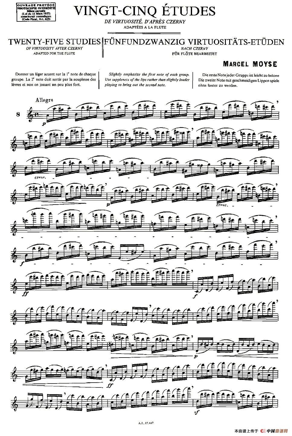 Moyse - 25 Studies after Czerny flute  [8]（25首改编自车尔