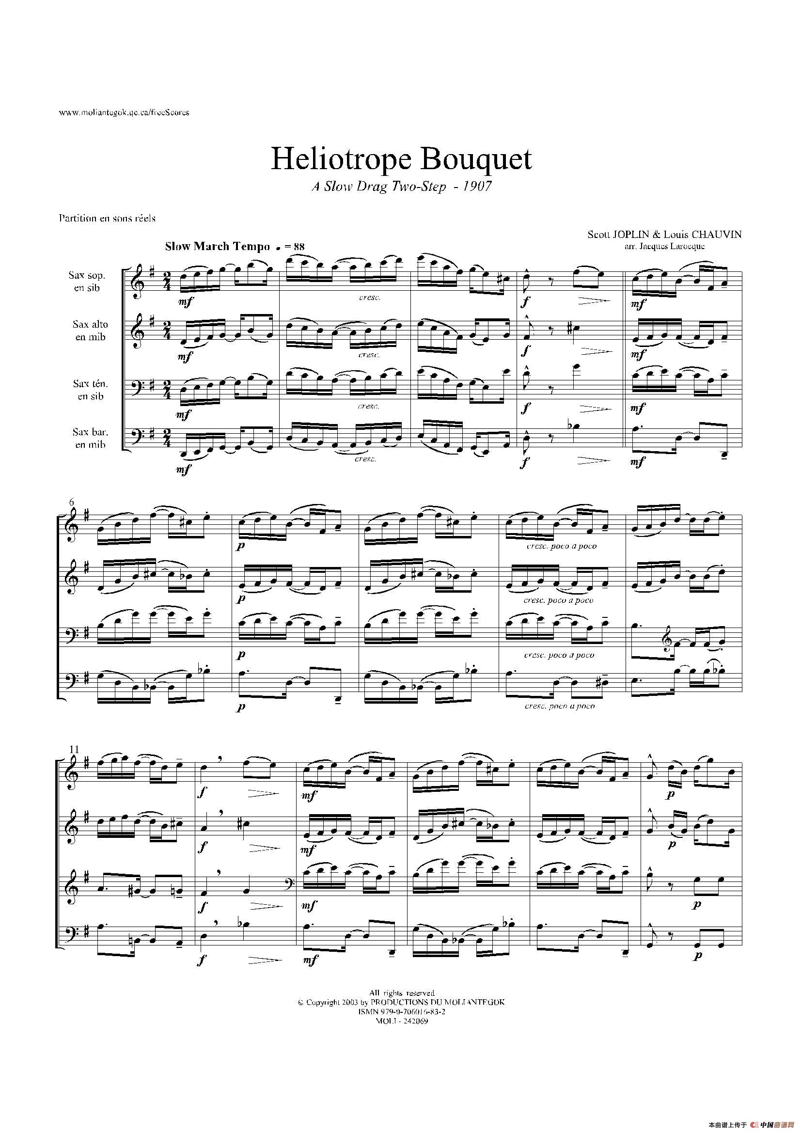 Heliotrope Bouquet（四重奏）萨克斯谱
