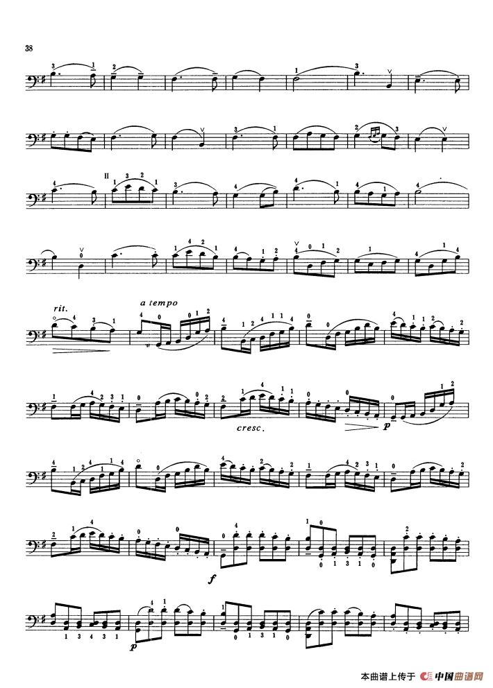第五协奏曲（第三乐章）（大提琴）小提琴谱
